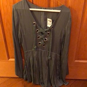 Army green romper, never worn before price tag on